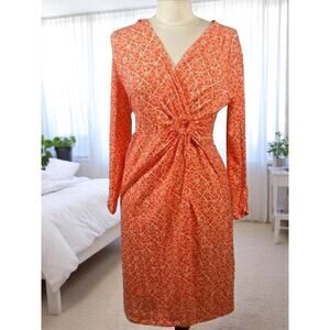 NWT - Pendleton Faux Wrap Sand Dollar Tangerine Orange Dress Size: L